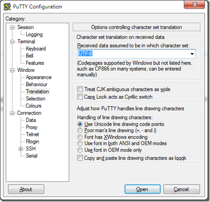 Getting the right encoding in a SSH session using PuTTY - The Blinking ...